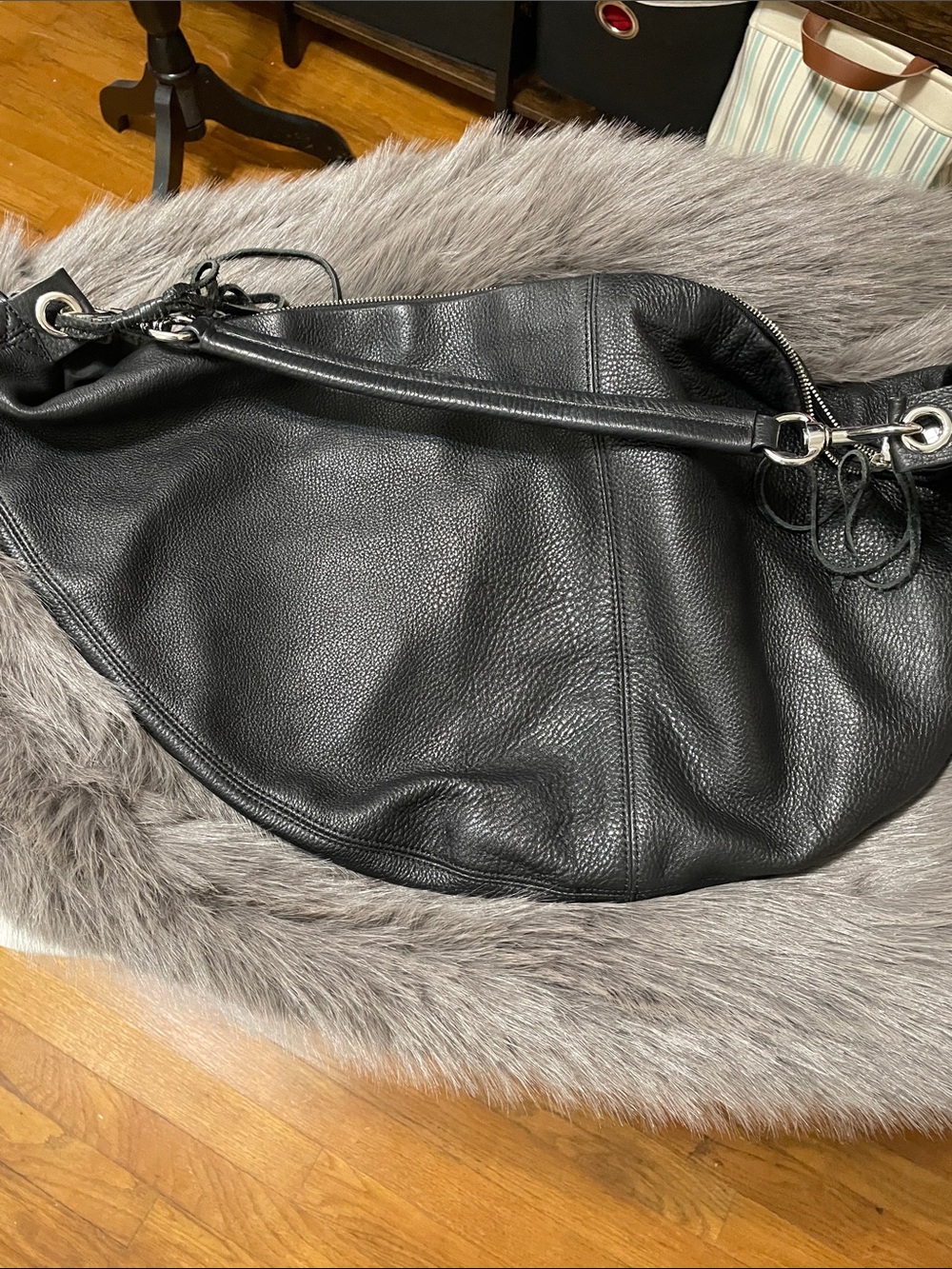 Rebecca Minkoff Black Pebbled Hobo Shoulder Bag